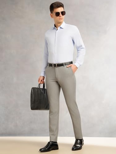 Image of Thomas Scott Men's Regular Fit Mid-Rise Solid Formal Performance Trouser | Flexi-Waist & 4-Way Stretch | 4 Pockets | Button Closure