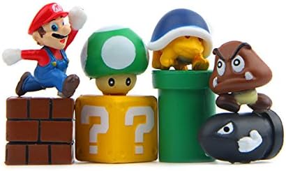 8 Piece Super Mario Bros Action Figures, Mini Super Mario Bros Figures Bundle, Birthay Cake Topper, 1 inch