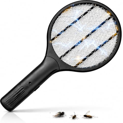 Elektrische Fliegenklatsche Effektiver Insekten- & Mückenfänger für Fliegen Mücken und andere Insekten (Fliegenklatsche schwarz 33 5 cm)
