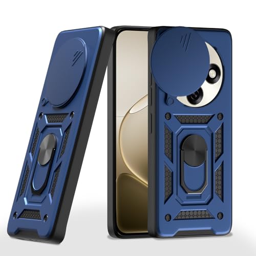 Image of Pikkme Back Cover for Oppo F31 Pro 5G | 360 Protection Case | Sliding Camera Shield Cover & Ring Holder Stand D10 Tough Armor Bumper Case (Blue)