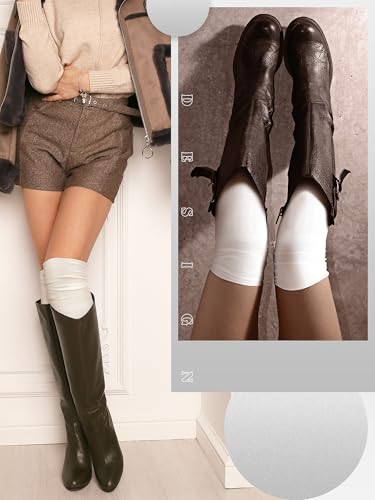 Image of Fourluoo 6 Pairs Women's Lace Knee High Socks with Trim Lolita Lace Boot Socks Long over Knee Stocking for Women