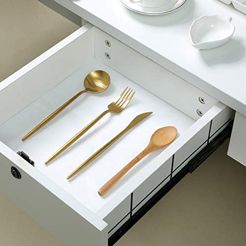 Shelf Liner Silicone Shelf Liners For Kitchen Cabinets Non-Adhesive Non-Slip Waterproof Cabinet Liner Drawer Liner Refrigerator Liners Durable & Reusable (12 Inch X 10 Ft, Translucent-White) #TOP4