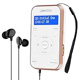 LEMEGA PR1 Pocket DAB/DAB+/FM Digitalradio, tragbares Radio im Sportdesign mit Kopfhörer, wiederaufladbarem Akku, 20 Senderspeicherplätze, Uhr, Wecker, LCD-Display.Champagner.