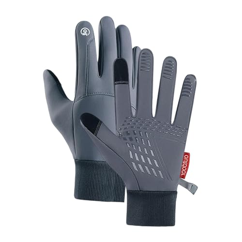 Winter Warm Gloves Non Slip Thermal Gloves for Working Driving Outdoor Hiking Touchscreen Waterproof- Large Gray