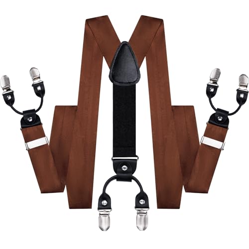 Image of Hi-Tie Men Suspender Bowtie Set Suspenders Pre-tied Bow Tie Pocket Square Cufflinks Adjustable Y Shape 6 Clips Braces Tuxedo