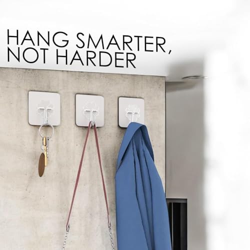 Image of Strong Adhesive Wall Hooks (Set of 10) | Heavy Duty Waterproof No Drill Wall Hangers | Self Adhesive Hooks for Towel, Keys, Bags, Kitchen, Bathroom, Bedroom & Home