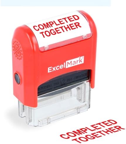 Completed Together - ExcelMark Self-Inking Two-Color Rubber Teacher Stamp Perfect for Grading Homework Red and Blue Ink