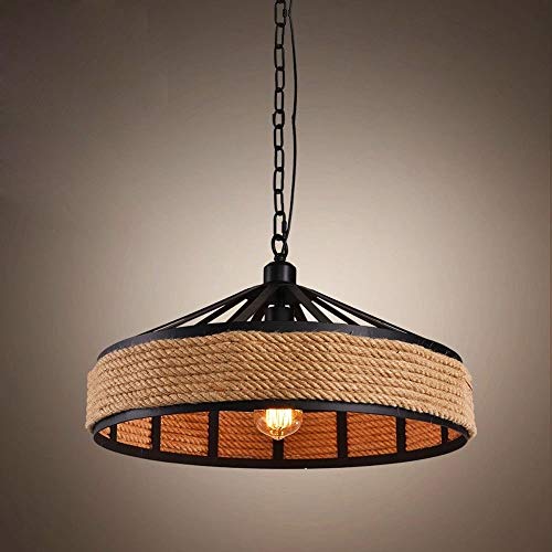 Lustre industriel corde de chanvre : luminaire vintage îlot de cuisine et plafonnier rétro