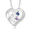 Mothers Necklace with Birthstones, Personalized Gifts for Women,Engraved Names Anniversary Birthday Gifts for Mom Wife Nana Mothers Day Christmas Gifts (2 Stones)