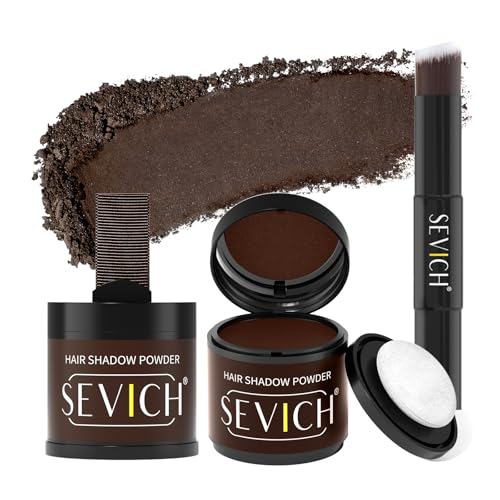 Image of Sevich Hairline Powder 10g 2-Pack with Brush, Instantly Conceals Hair Loss & Thinning, 48H Waterproof Root Touch Up Powder, Natural Hair Shadow Toppers for Women & Men, 2 Box = 5 Boxes,Dark Brown