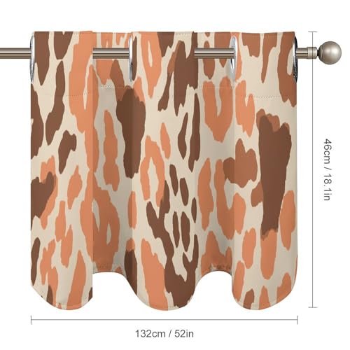 Cortinas orientales chinas tipo cenefa de leopardo naranja, juego de 2 paneles abstractos 6