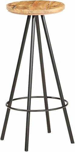 Miniatura 8 de Taburetes de barra de madera de mango de estilo industrial con reposapiés incorporado, marco de hierro, taburetes de altura para el hogar, bar