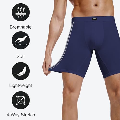 Image of Long Underwear for Men Cotton Long Leg Boxer Briefs for Man Trunks Breathable Innerwear Men's Underwear for Gym Workout Anti Chafing Long Trunks for Man