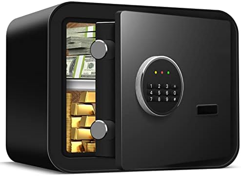 0.8 Cu ft Fireproof Small Safe Box for Money, Digital Home Security Safe with Programmable Keypad and Removable Shelf, Money Safe for Firearm Medicine Money Documents Valuables