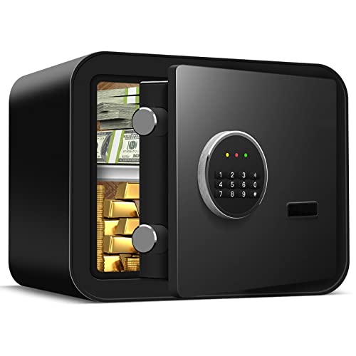 0.8 Cu Ft Fireproof Small Safe Box For Money, Digital Home Security Safe With Programmable Keypad And Removable Shelf, Money Safe For Firearm Medicine Money Documents Valuables #TOP1