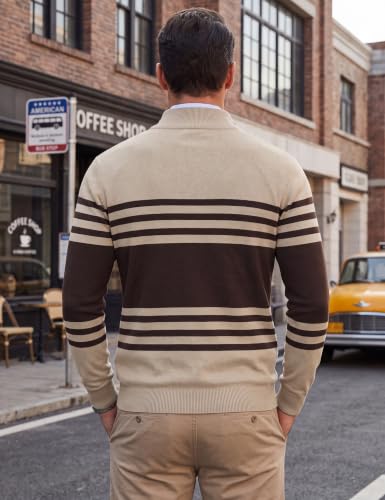 Image of COOFANDY Men's Quarter Zip Up Sweaters Slim Fit Lightweight Mock Pullover
