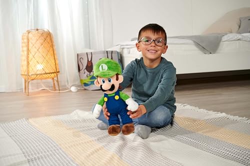 Simba Super Mario Luigi Plüschfigur – Weiches Kuscheltier, originalgetreues Design aus der Nintendo-Welt, für Kinder und Fans, grün-blau, Größe 30 cm, ab 0 Jahren