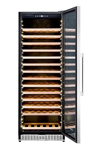 Honeywell 165 Bottle Compressor Wine Cooler Refrigerator, Large Freestanding Wine Cellar For Red, White, Champagne or Sparkling Wine, Digital Temperature Control, Stainless Steel on Fridge.com