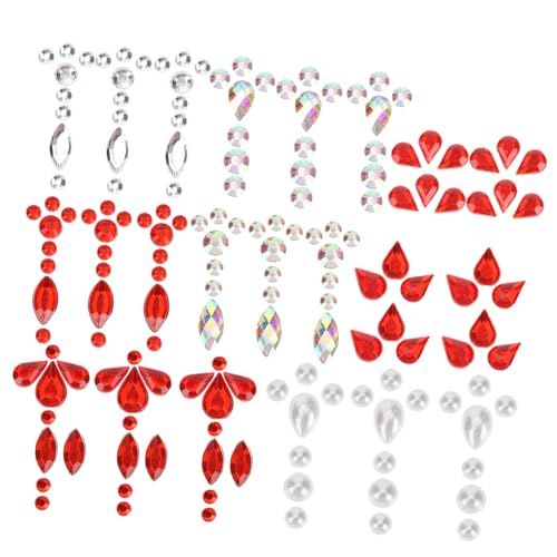 Mikinona 7blätter Bindi Gesichtsschmuck Selbstklebende Edelsteine Für Festivals Makeup Partys Indischer Stil Mit Verschiedenen Designs Für Gesicht Stirn Körperdeko