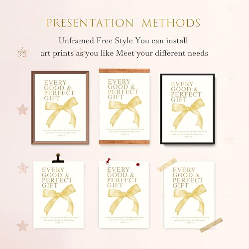 Image of LARTSFRO Coquette Yellow Bow Wall Art Decor Posters, Butter Yellow Bow Room Bedroom Bathroom Dorm Wall Art Decor Aesthetic for College Teen Girls Gifts, Inspirational Bible Verses Bow Wall Decor, 12x16 Inch Set of 4 Pcs Bow Pictures (UNFRAMED)