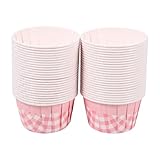 Tofficu 50 Vasos de Papel para Cupcakes Diseño de Cuadros Rosas, Resistentes al Calor, Papel para Hornear y Envoltorios de Muffins, Ideales para Fiestas y Postres, Paquete de 50 Unidades