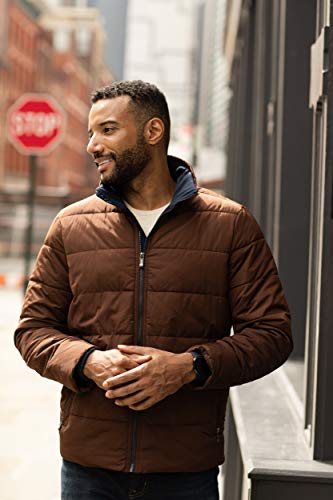 Image of Weatherproof Hooded Puffer Jacket for Men - Water Resistant Bubble Coat for Men | Puffy Alternative Down Jacket