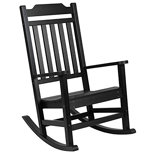Image of Flash Furniture Winston All-Weather Poly Resin Rocking Chair in Black