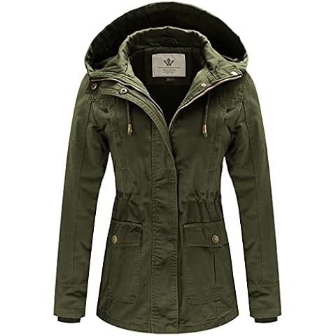 WenVen Women's Military Anorak Jacket with Hood Cover