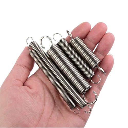 0.4mm線径 304ステンレススチール テンションスプリング Sフック 丸型フック コイル(65mm(10pcs),4mm-Round hook)