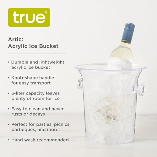 True Acrylic Ice Bucket with Handles, 3-Liter Capacity, Clear Plastic Ice Bucket, Acrylic Wine Bucket, Clear Champagne Bucket, Beverage Bucket, Ice Buckets for Parties, 8.75" x 8.25", Set of 1 - Image 4