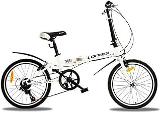 Foldable Men And Women Folding Bicycle - Variable Speed Folding Bicycle 20 Inch Adult Student Small Wheel Folding Car Ultra Light Portable Gift Bicycle,White (Color : Black)