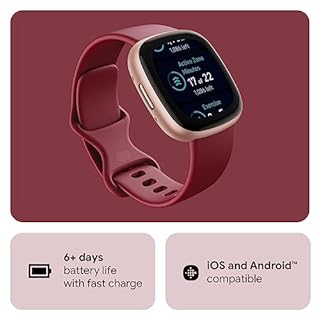 Google Fitbit Versa 4 Fitness Smartwatch with built-in GPS and up to 6 days battery life - compatible with iOS 15 or higher & Android OS 9.0 or higher, Beet/Copper Rose