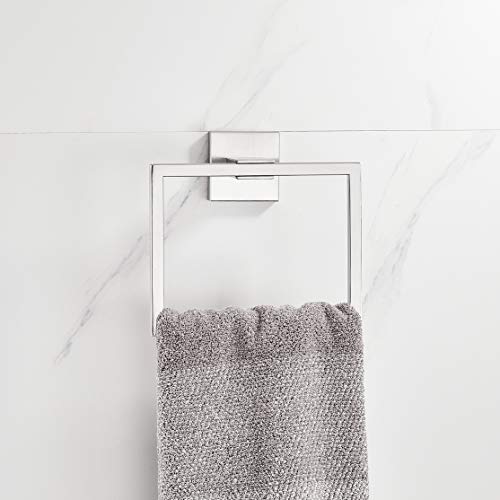 Hand Towel Ring Holder, Sus304 Stainless Steel Square Towel Bar, Towel Rack Brushed Nickel, Bathroom Accessories Modern Style, Wall Mounted #TOP2