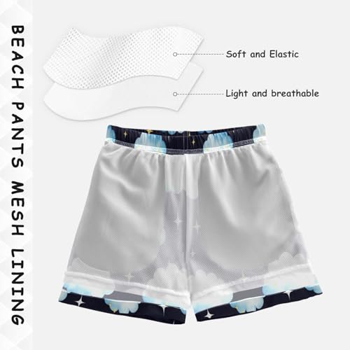 Swim Shorts for Boys, Big Boys Swim Trunks 2t, Watercolor Blue Clouds4