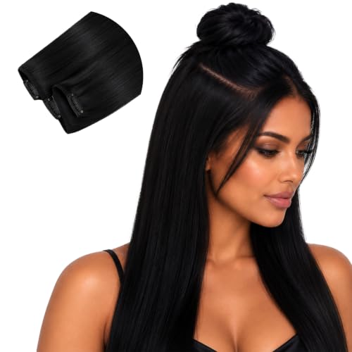 Sunny Hair Clip in Hair Extensions Real Human Hair Jet Black Soft Texture