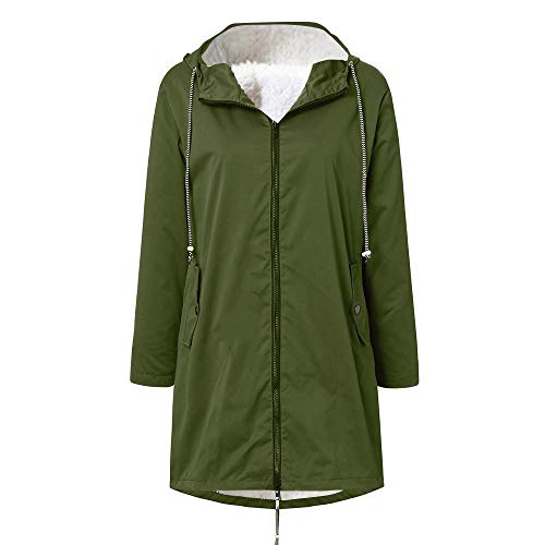 Chaqueta impermeable para mujer con capucha abrigo de invierno verde S 3