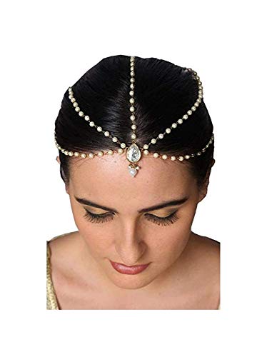 Gold Plated Chain with Pearl Layer and Kundan Stones Mangtika for Women (B07ZT1JXG6) Amazon Price History, Amazon Price Tracker