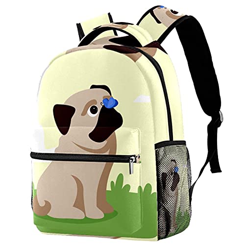 Sac à dos de voyage ergonomique jaune motif carlin pour enfant