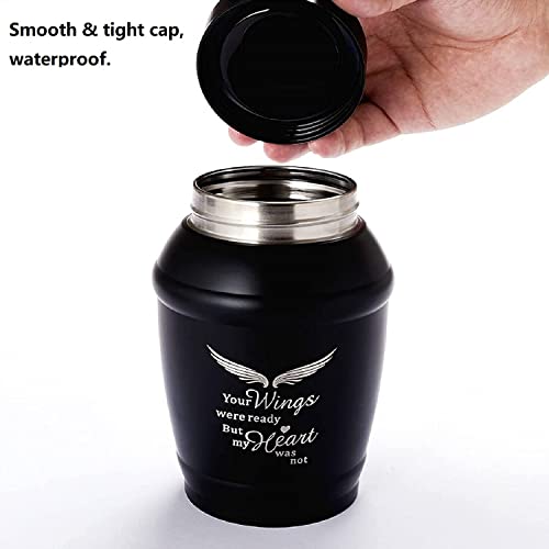Image of Black Medium Cremation Urns for Human Ashes Adult Male Female | 5.7Inch Medium Urn for Human Ashes - Memorial Token Urn with Velvet Bag - A Perfect Tribute & Gift for Families