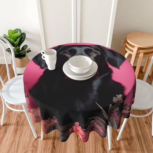 Nappe ronde noire imperméable et infroissable pour la table