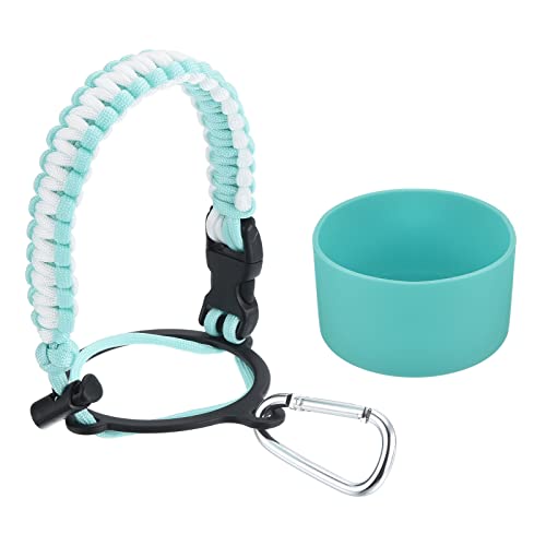 PATIKIL Cordino in paracord, 2 pezzi, portachiavi per cellulare, cordini da polso intrecciati con anello a molla per appendere le chiavi, azzurro, bianco, arancione