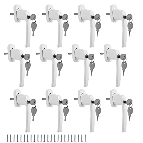 Cecaylie 12PCS Poignées de Fenêtre Verrouillable à Clé en Aluminium, avec Une Longueur de goupille de 35 mm, Sécurité Enfant Convient à Toutes Les...