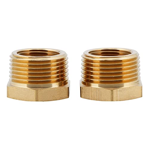U.S. Solid 2pcs Brass Reducer Hex Bushing Brass Threaded Pipe Fitting (1