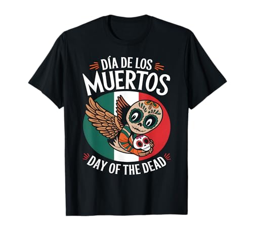 Mexican Flag Sugar Skull Day of The Dead Dia De Los Muertos Camiseta