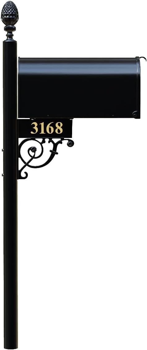 ADDRESSES OF DISTINCTION The Bristol Black Mailbox with Post Included – Aluminum Mailboxes for Outside with Post – Rust Free Personalized Metal Mailbox - Large (Standard)