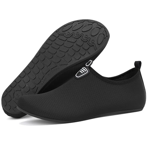 Mens Womens Breathable Quick Dry Beach Swim Aqua Beach Water Shoes Barefoot Socks for Pool Boating Surfing Diving Yoga (Black,5 UK/38 EU)