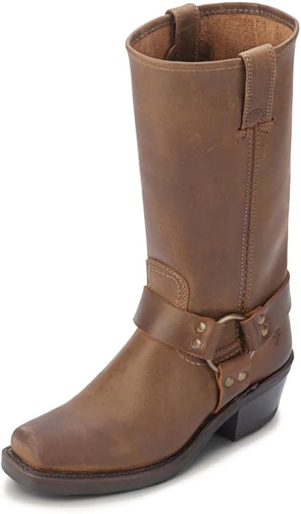 Frye Harness 12R Boots for Women Crafted with Italian Leather with Goodyear Welt Construction, Durable Rubber Outsole, and Nickel & Brass Hardware  11  Shaft Height 10 Tan
