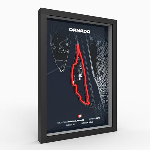 3D Motorsport Poster im Holzrahmen I Hochwertiger 3D Druck I Racetrack I Rennstrecken Poster I Geschenk für Mann oder Motorsportfans zu Weihnachten, Geburtstag