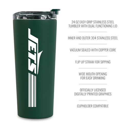 Image of Rico Industries NFL Football 24oz Stainless Steel Tumbler with Lid and Dual Functioning Lid