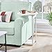 LITAITAI Side Table with Wheels,C Shaped White End Table,Small Side Table for Couch Sofa Table,Round Coffee Table,Mobile Standing Desk,Tall Tv Tray Table for Living Room,Bedroom,Metal Frame